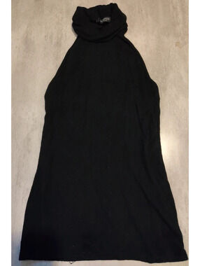 Black Sweater Sleeveless Turtleneck Fits S/M